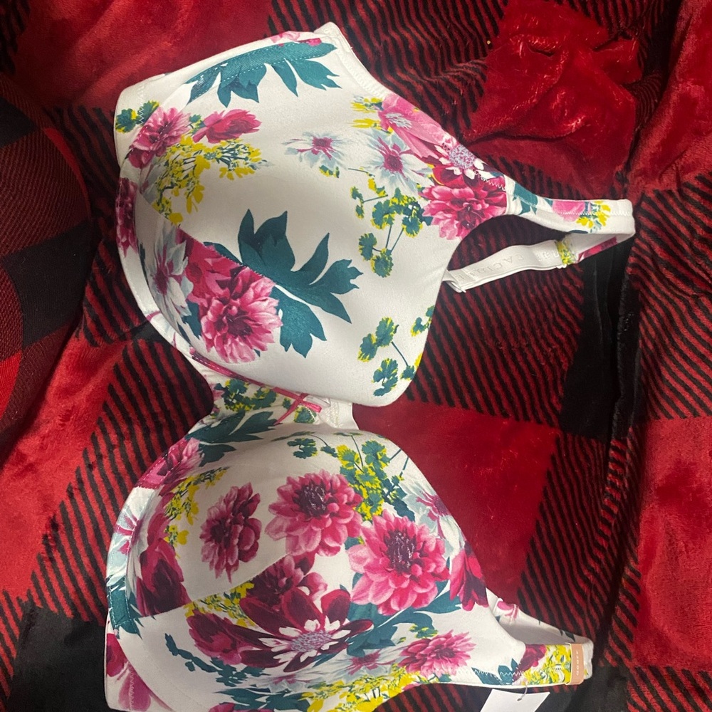 Cacique Floral Print Bra - Pink, Green, Yellow